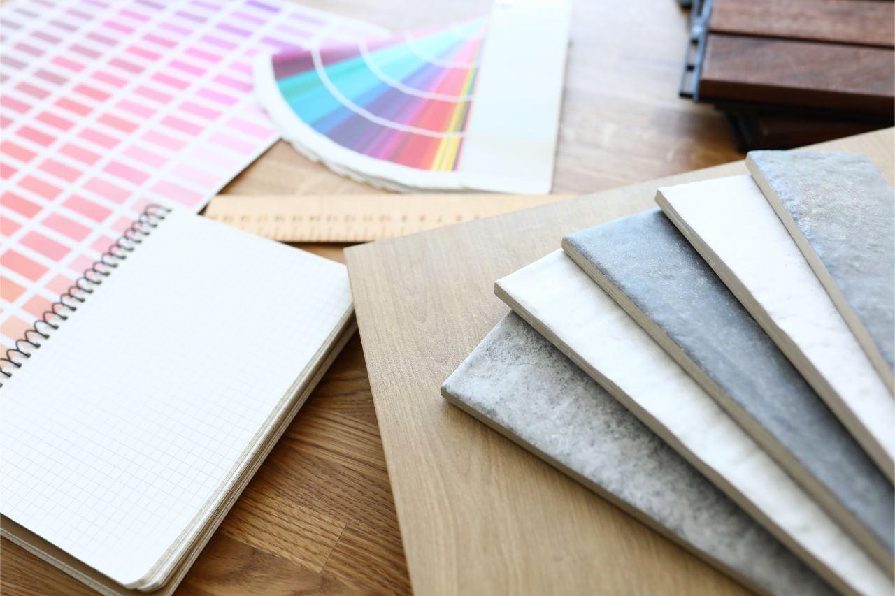 Different colors and fabrics on a table