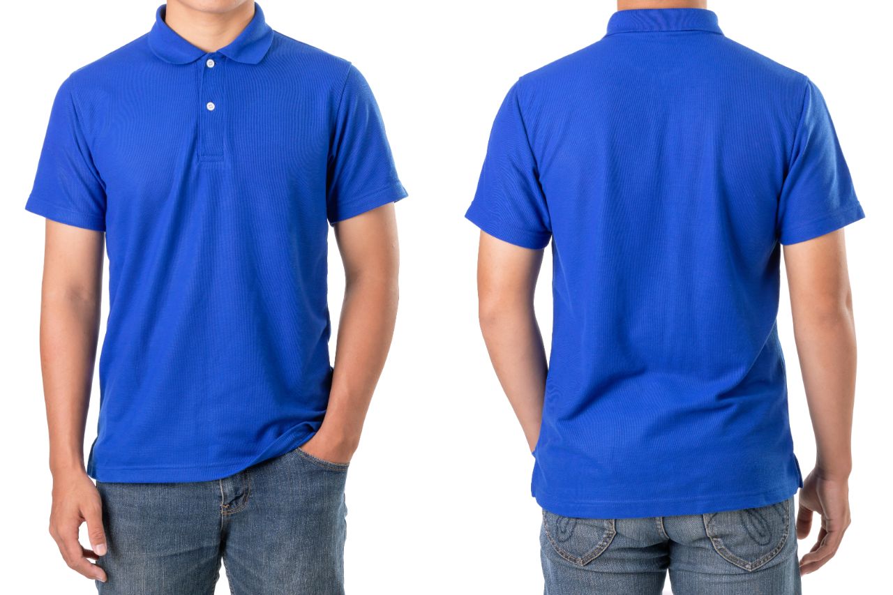 Front and back of a man wearing a polo uniform